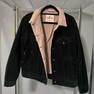 Dark green The Normal Brand corduroy faux shearling jacket